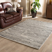 Baxton Studio Amorica-WhiteBlack-Rug Baxton Studio Amorica Modern and Contemporary Black and Ivory Handwoven Wool Area Rug